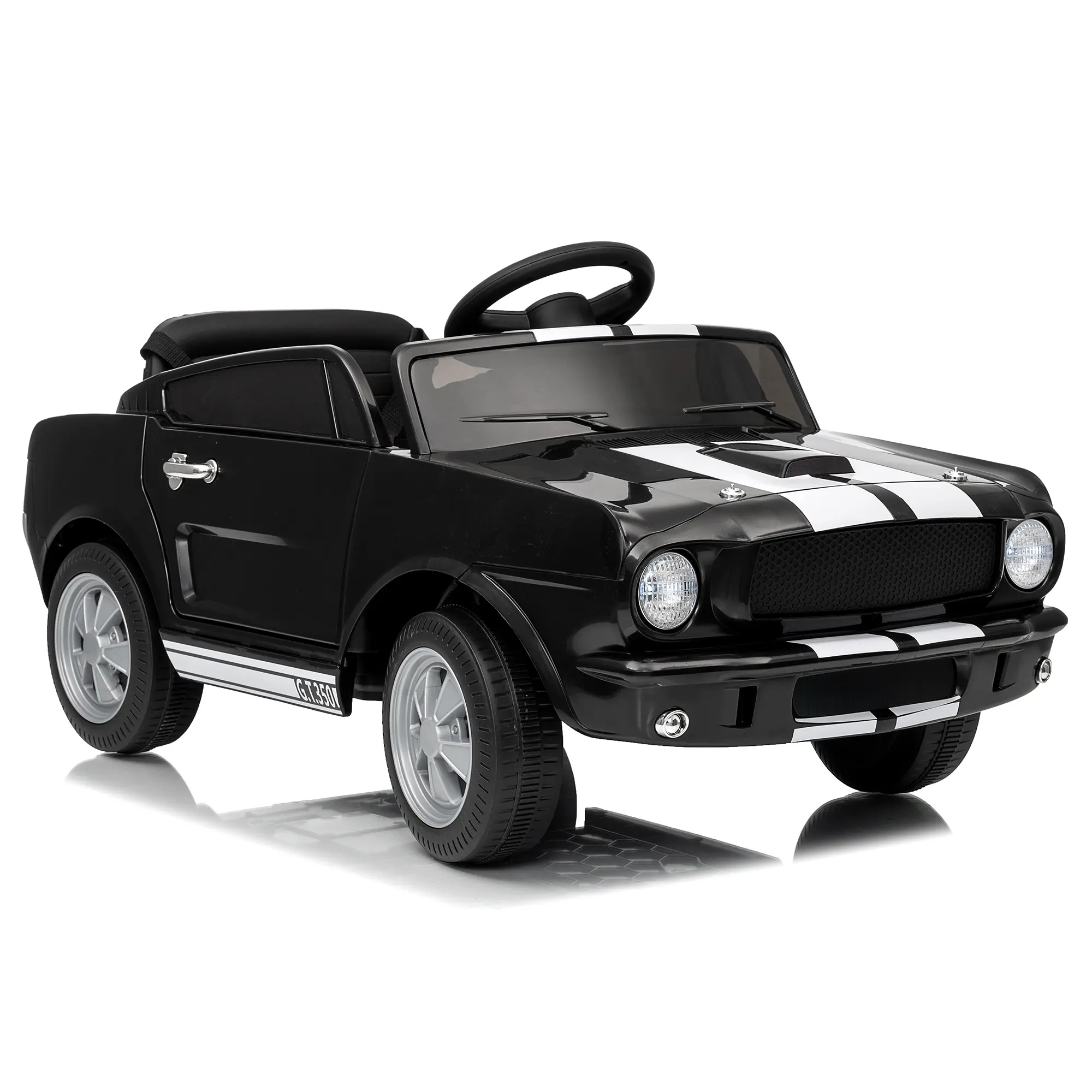 Premium Licensed Shelby 12V Kids Ride On Car Electric Vehicle Toy with 2.4G Parent Remote Control, 2 Driving Modes, Bluetooth Music, LED Lights & Spring Suspension, Safe Battery Powered Car for Boys Girls 3-5 Years Old 77 Lbs Capacity, Black