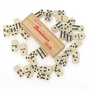 Adult Dominoes Set, Classic Table Game, Universal for Adults & Families, Includes 28 Tiles & Wooden Storage Box, Standard Six Dominoes Kit, Family Board Games