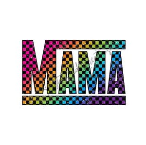 Mama Rainbow Checkered • T-shirt Tee Shirt Comfortable Unisex Sublimation Casual Graphic Cute Mom Mama Mommy Retro