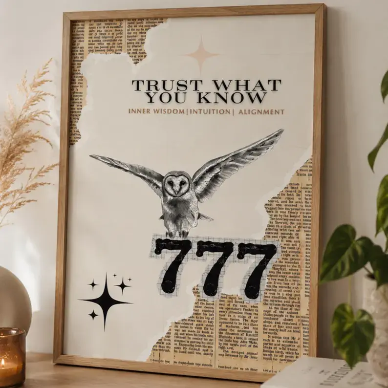 Unframed 777 Angel Number Meaning Paper Poster Print, Spiritual Guidance Decoration, Photo Paper Spiritual Angel Gift for Home Decor