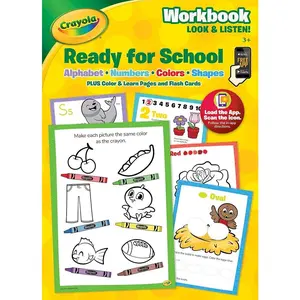 Crayola Ready for School Look & Listen Workbook - Preschool Alphabet Tool, Classroom & Teaching Supplies, Visual Learning Tool with Stickers