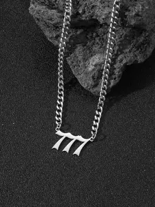 Fashionable Number Design Pendant Necklace for Men & Women, Stainless Steel Jewelry for Party, Daily Clothing Decor, Trendy All-match Hip-hop Jewelry for Birthday Gift, Statement Necklace, Cuban Link Chain, Modern Versatile Accessories