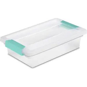 6-Pack Clip Box, Stackable Clear Plastic Bins with Latching Lids, Small - Writing, Arts or Crafts Supplies Storage Containers for Home, Office, Classroom and Workshop Organization