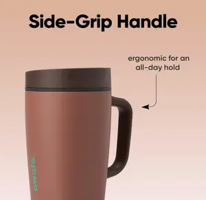 Owala SmoothSip Slider Stainless Steel Insulated Travel Mug with Handle, 12oz Drinkware Flask, 100% Leak Proof, Sliding Lock Lid, BPA Free, Travel Friendly for Hot and Cold Drinks, Cozy Cocoa, Flasks