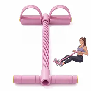 Manual Tension Training Pedal Resistance Band, 10-Tube Eco-Friendly Natural Latex Yoga Stretching Band, Multifunctional Elastic Band for Home Gym Arm, Waist & Abdomen Training, Fitness Exercise Equipment for Men and Women