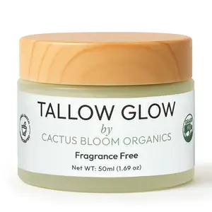Tallow Glow Balm - Organic Balm - 100% Grass-Fed Tallow & Moringa Oil - Fragrance-Free Face & Body Moisturizer for Sensitive Dry or Acne-Prone Skin - 50ml Clean Skincare - Moisture