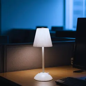 Folding Pleated Design Table Lamp, USB Rechargeable LED Desk Lamp, Portable Touch Control 3-color Dimmable Night Light for Restaurant, Coffee Shop