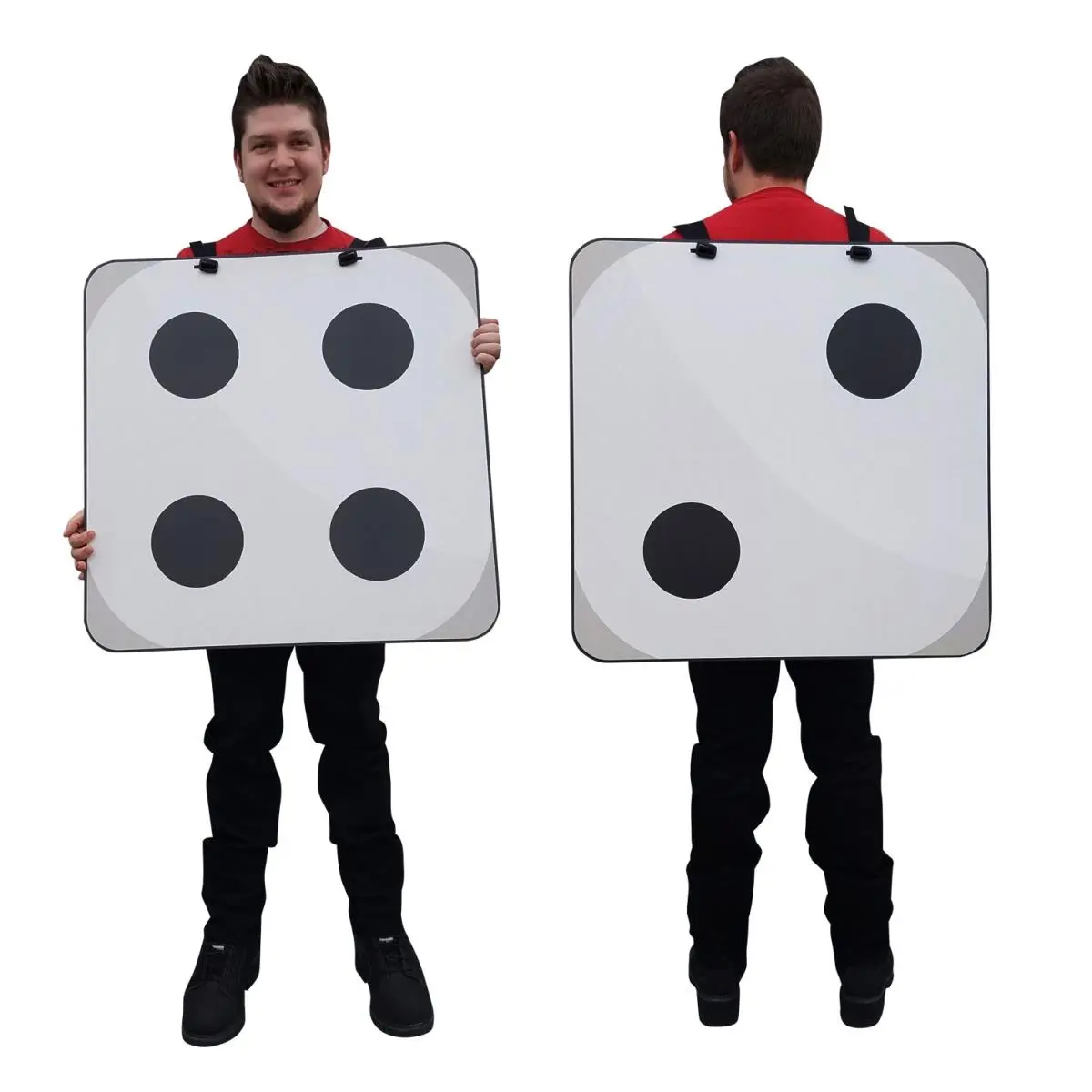27.5x27.5 in. 2D Dice Costume Cardboard Standup, Home Decor Gaming Decor, Adjustable Strap, Easy Install