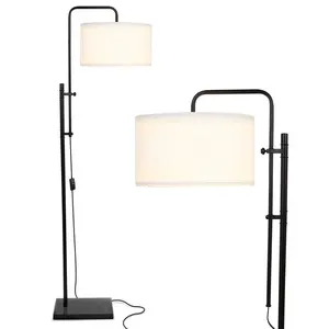 Brightech Leo Mid-Century Modern Standing Lamp - Contemporary Floor Lamp for Bedroom, Living Room & Office - Heavy Base, LED Lighting - Black