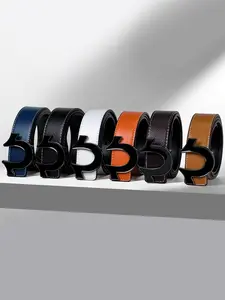 1pcs Men's Belt Fashion Personalized U Letter Buckle For Men Punk Rock Business Belts - For Jeans, Dresses & Casual Wear