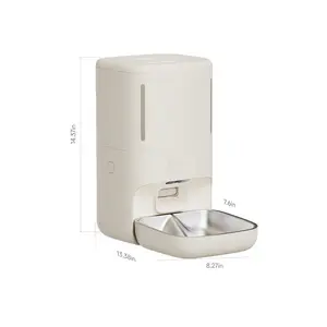 Automatic Cat Feeder with Camera WiFi Automatic Dog Food Dispenser, 5.5L Large Capacity Smart Pet Feeder, Detection Sensor/Portion Control App Control Remote Feeding Double Hopper, creamy