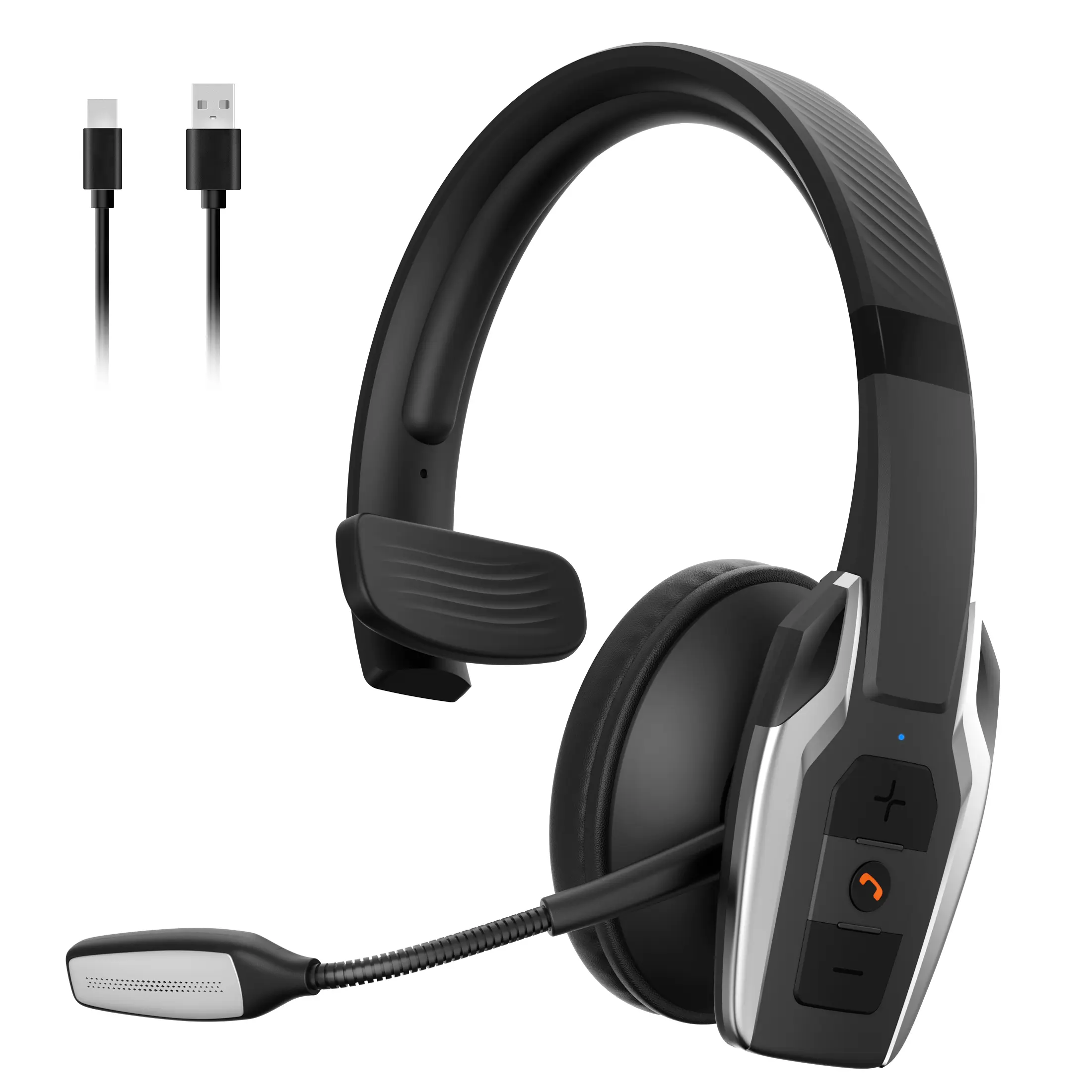 Wireless Trucker Bluetooth Headset with AI ENC Noise Canceling Mic, Bluetooth 6.0 Multipoint Connectivity for 2 Devices, USB-C Wired PC Connection (No Dongle Needed), 58H Playtime On-Ear Headphones for Truck Drivers, Call Centers