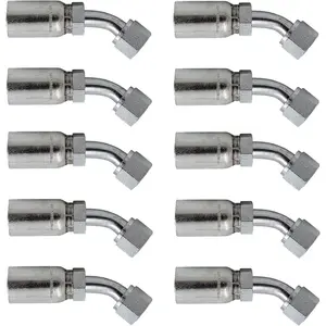 (10-Pack) 1/4" Hose x 1/4" JIC Female Swivel 45 °   Hydraulic Hose End Crimp Fitting |   FJX45-04-04.