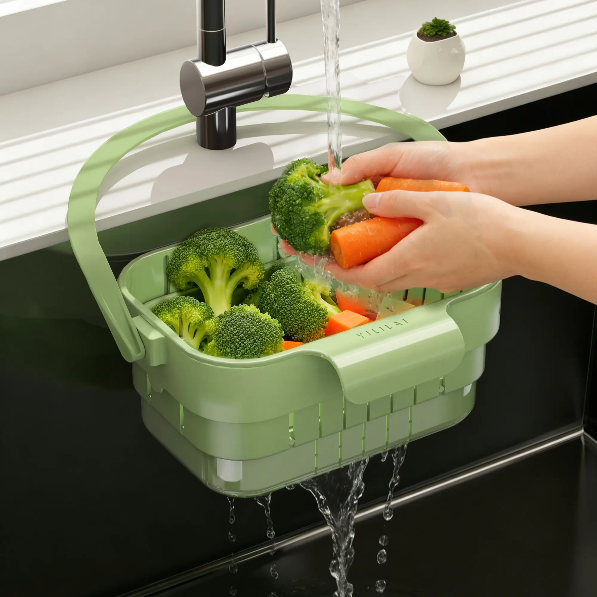 Over The Sink Foldable Drain Basket Adjustable Extendable Kitchen Colander For Vegetable Washing Leftover Food Filtering Hanging Strainer Basket Top Kitchen Gadgets Draining Food Colander Kitchenware