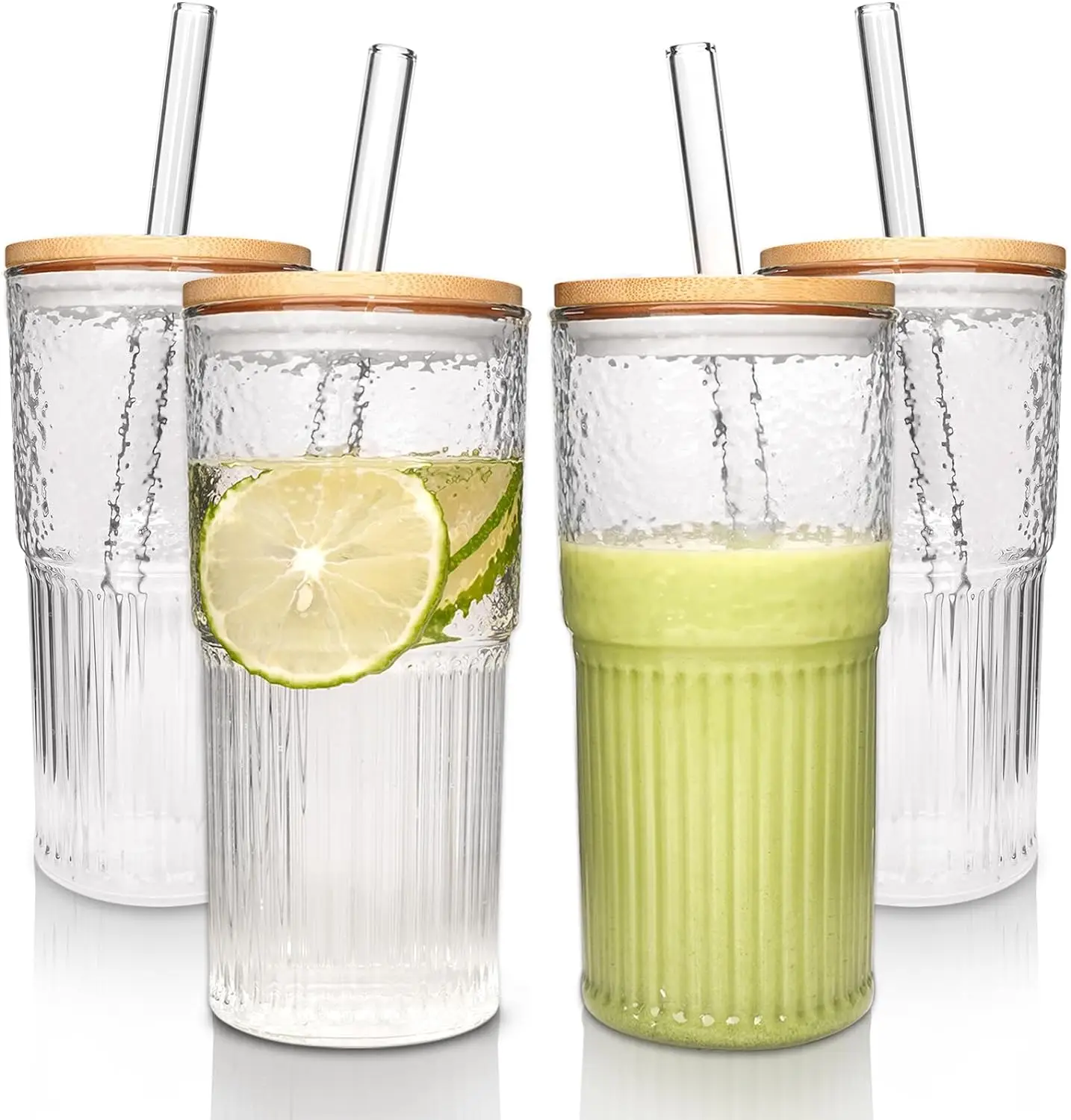 Mason Life 22oz Glass Cups with Lids and Straws - Christmas Gifts for Women Coffee Cups Gifts for Women Drinking Glasses Iced Smoothie Cup Glass Tumbl