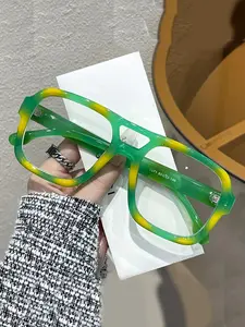 Women's Pilot Large Frame Blue Light Blocking Glasses, Simple Daily Use, Square Frame, Suitable for Work, Fashion, Reading