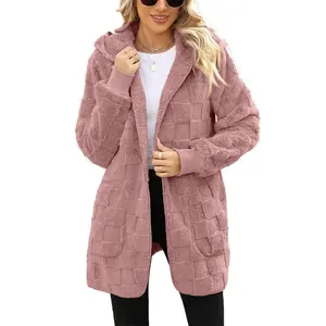 Autumn Winter Women Hooded Plush Velvet Jacket cardigan coats Oversized Up Fuzzy Casual Cardigan Warm Outerwear Lady Jacket(Sheets)