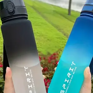 1000ML Gradient Sports Drinking Bottle, Large Capacity Plastic Portable Cup, Ideal for Outdoor Sports, Fitness, Camping Travel Use