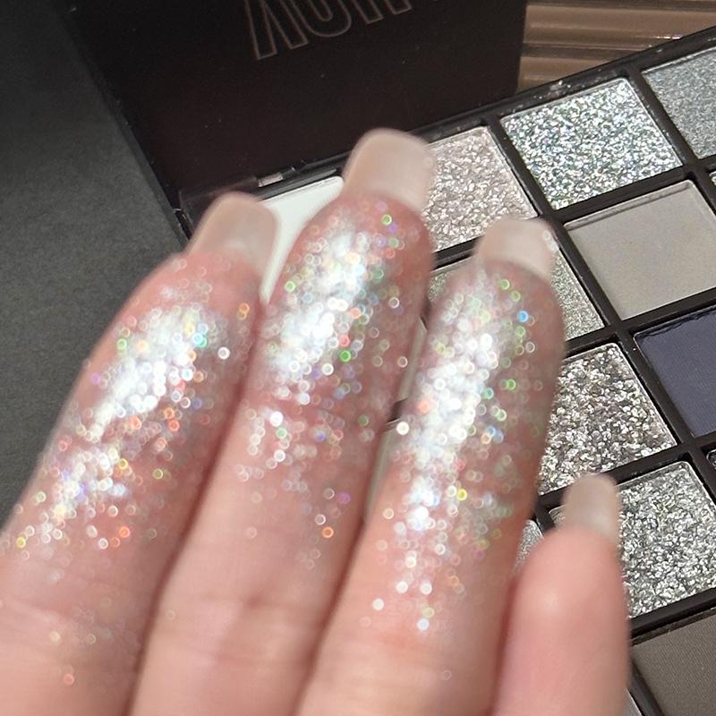 25 Shades No Fallout Smokey Eyeshadow Palette, Cool Gray Matte & Glittery Shimmer, Creamy Smooth Powder Natural to Smokey Eye, Daily Wear to Evening Party Makeup, Soft Blend Eye Set