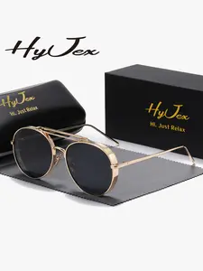 HyJex 1 Piece Unisex Business Style Full Frame Sunglasses Quiet Luxury Frog Frame Sunglasses UV400