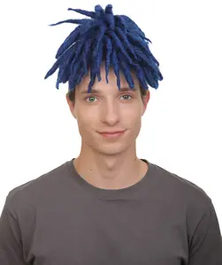 Mens Dreadlock Updo Wig – American Rapper Style, Synthetic Fiber, Perfect for Halloween & Cosplay, Dark Blue