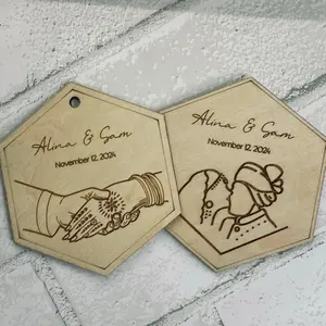 CUSTOM Indian Wedding Personalized Wood Coaster (set of 4)