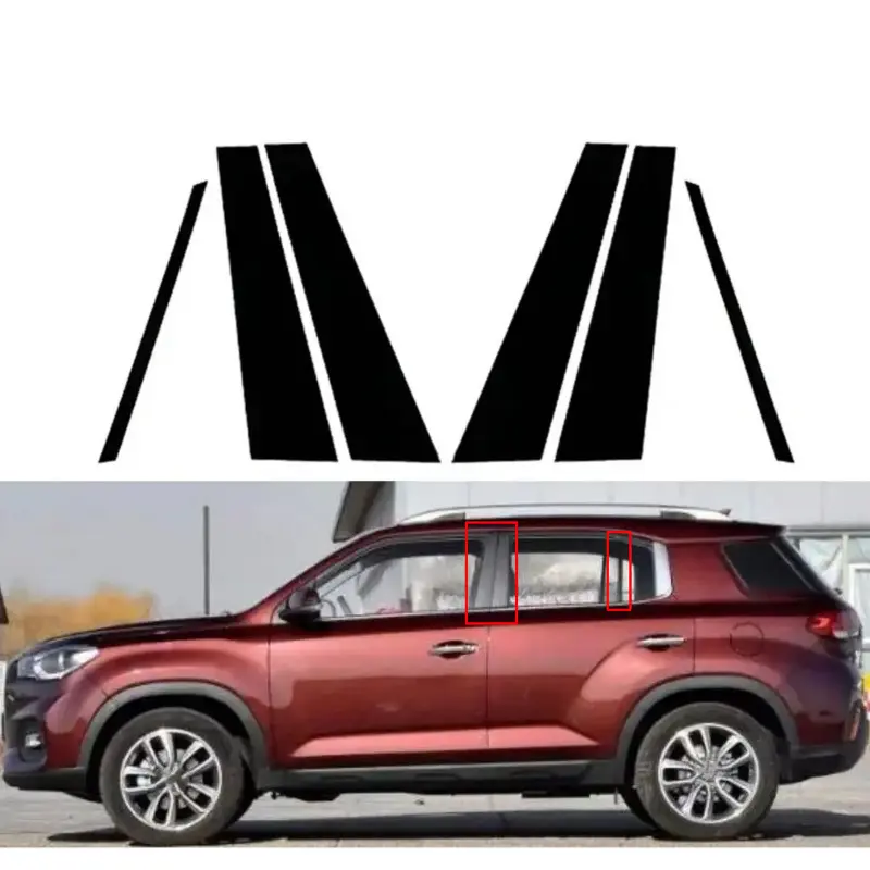 For Hyundai IX35 2018-2021, 6pcs Window Sticker Pillar Posts Trim Door Decal Cover Glossy Black