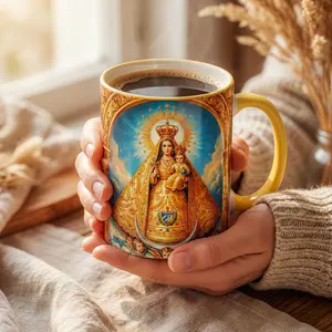 La Caridad del Cobre Coffee Mug 11oz – Cuban Patroness Virgin Mary Art Gift, La Cachita Spiritual Mug, Catholic Orisha