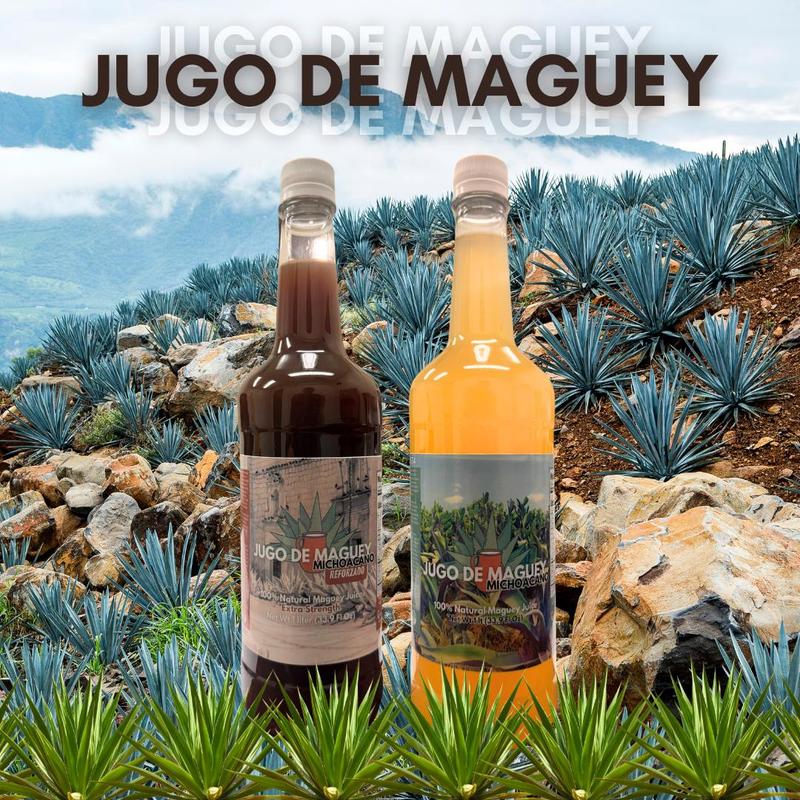 Maguey Juice - Jugo De Maguey Reforzado con Guanabana, Moronel, Cancerina, Aloe -  Michoacano Tarasco de 1 litro (33.3Fl Oz) Asado (Reinforced)