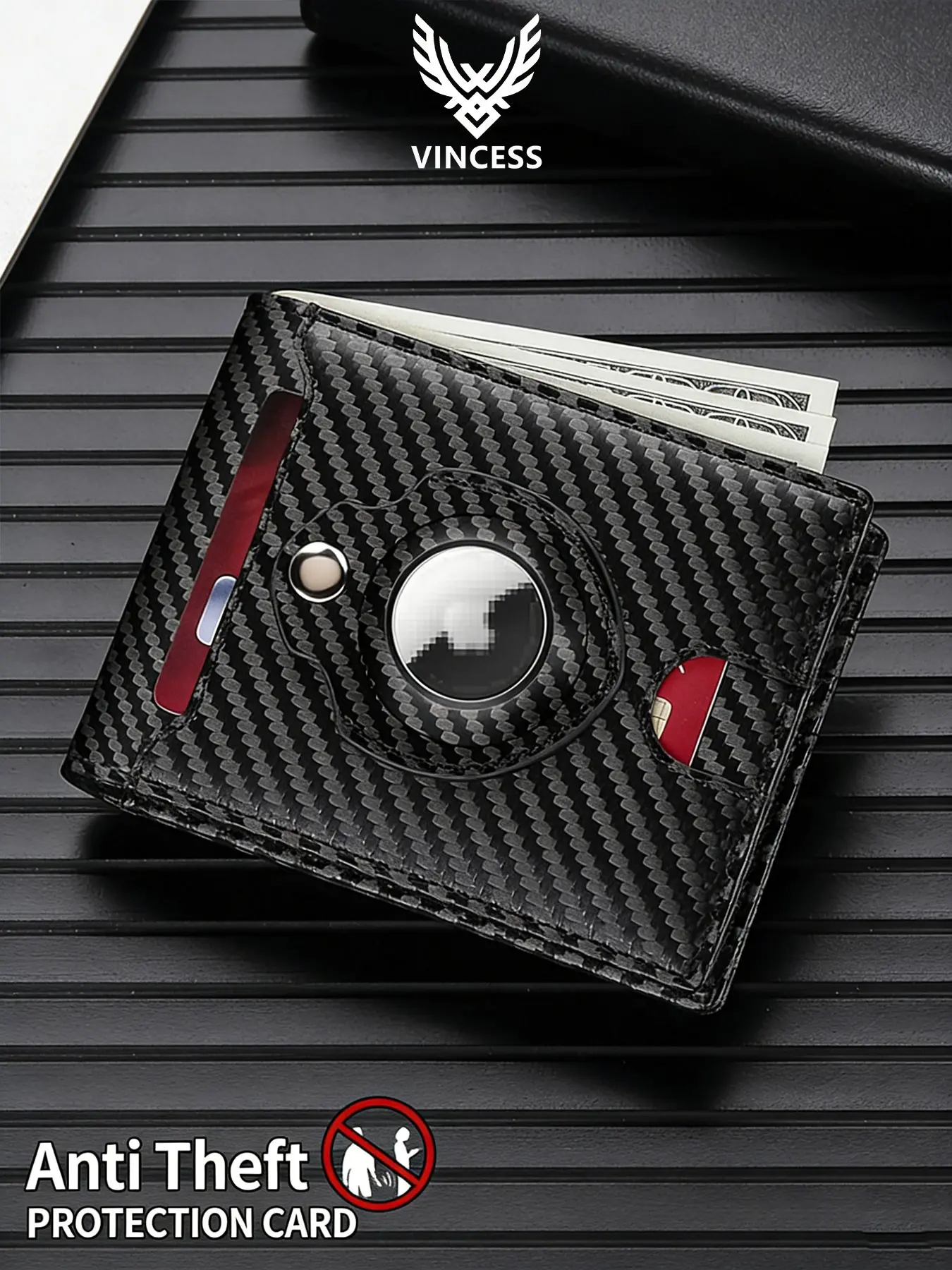 Vincess Men's Ultra-Thin Flip Wallet, Rfid Shielded, Anti-Theft, Large Capacity, Leather Bifold Card Holder, Slim Minimalist Credit Card Case