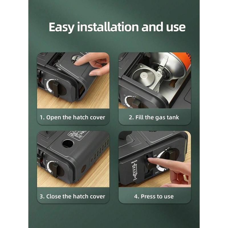 Butane Stove With Wind Deflector, Kitchen Gas Stove, Outdoor Grill, Automatic Ignition, Portable Gas Stove With Carrying Case (Fuel Not Included)