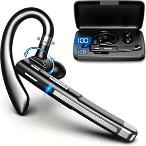 Wireless Bluetooth Earbuds with 500mAh Charging Case, V5.1 Hands-Free Earpiece with Built-in Mic, 80H Talk Time, Not Water Resistant, for Driving/Office, Compatible with iOS & Android