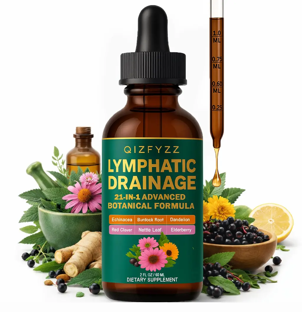 Natural Lymphatic Drainage Dietary Drops - 21-in-1 Premium Herbal Detox Supplements, Supports Cleansing, Swelling Reduction, Immune System & Metabolism for Fitness & Self Care (Echinacea, Dandelion, Nettle, Burdock, Calendula, Red Clover),summerwins