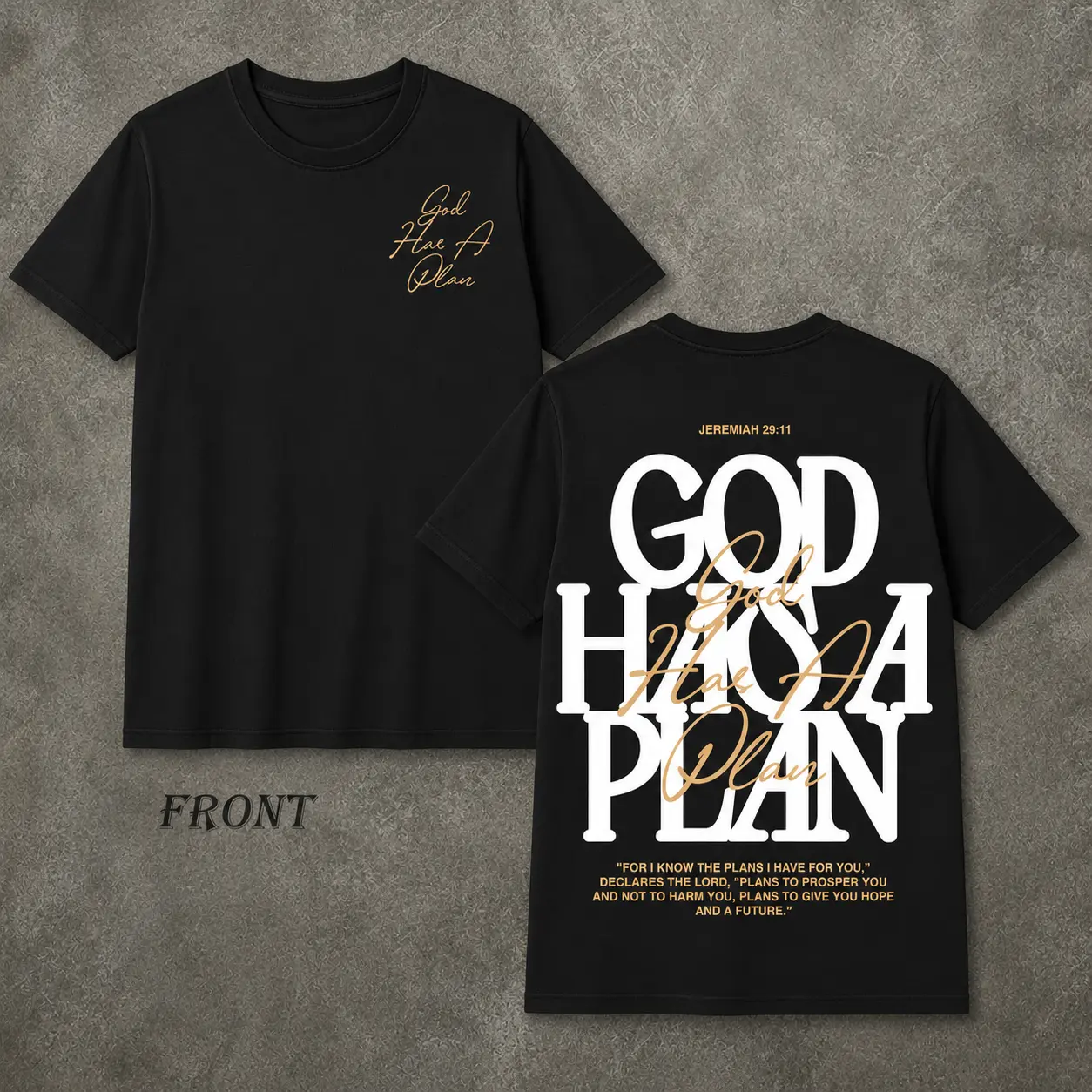 Unisex Christian Streetwear Graphic Short-Sleeve T-Shirt - 'God Has a Plan' Double-Sided Print, Breathable Soft Cotton Fabric, Wide-Shoulder Fit, Casual Fashion Outfits