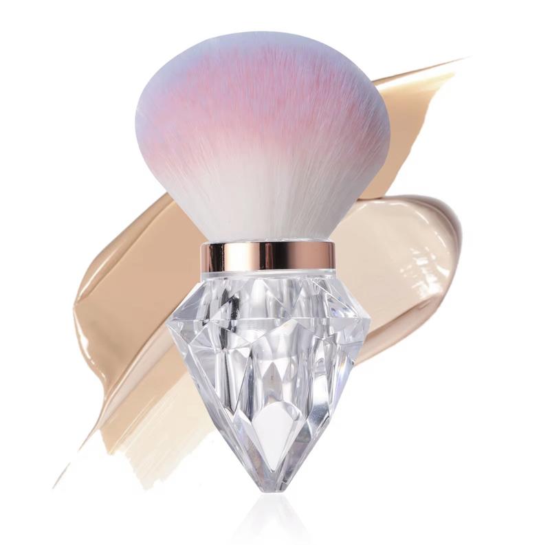 AKINA Luxury Crystal Diamond Makeup Brush - Gem-Cut Handle in Crystal Rose Pink Blue & Clear - Ultra Soft Gradient Bristles - Lightweight Durable Design for Precision Application