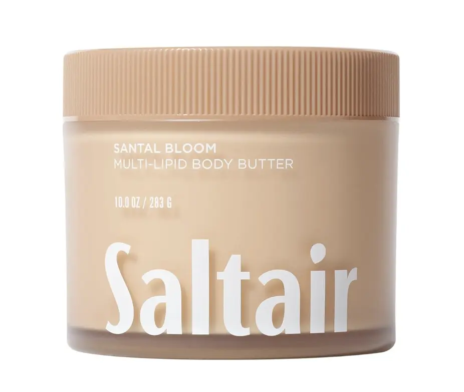 Saltair Multi-Lipid Body Butter - Rich, Nourishing Hydrating Body Cream with Ceramide Complex, Coconut Oil, Shea Butter, and Sea Buckthorn. Moisturizing Dry Skin Care. 10oz Jar - Santal Bloom