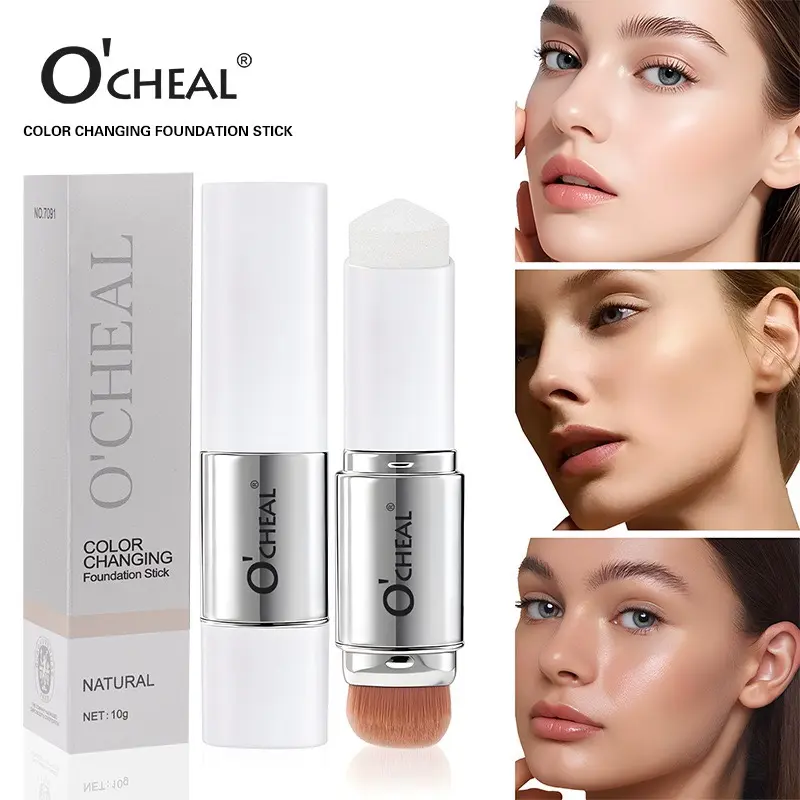 Ocheal Cream Foundation Stick with Brush - Lightweight Longwear Foundation for All Skin Types, 3 Shades (Ivory, Natural, Deep), Flawless Coverage, Smooth Blendable, Natural Look, Smooth Hydration for Everyday Use Concealer Makeup