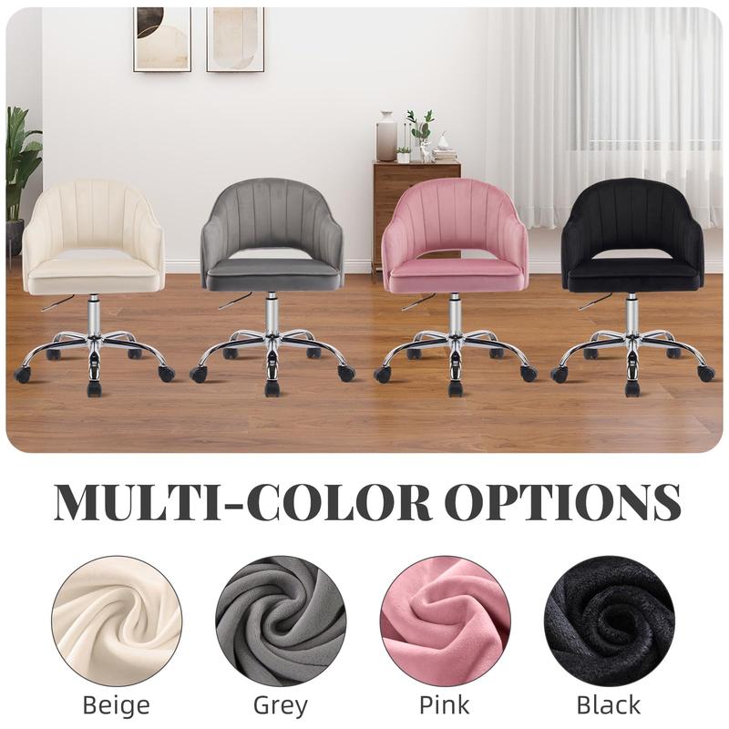 MOJAY Velvet Office Swivel Chair, Criss Cross Chair, Vanity Fabric Desk Pretty Fancy Gold Office Chairs for Girls, 360°Swivel Height Adjustable Reception Chair