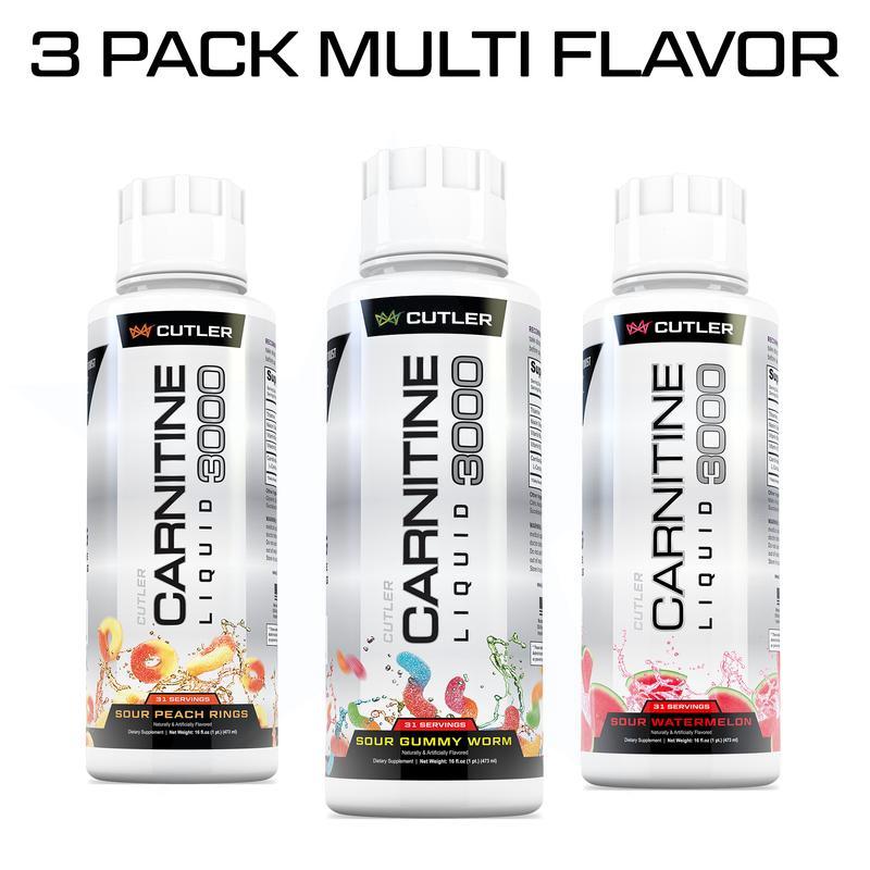 Cutler Nutrition Carnitine Liquid 3000 3-Pack Multi-Flavor Energy Sport Beverage Drink Variety Pack US Edition