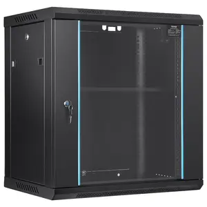 Fathersdaygift VEVOR 12U Wall-Mounted Server Network Cabinet - 15.5'' Depth, 200 lbs Capacity, Lockable Glass Door Sides, Security Features, Ideal for IT A/V Network Equipment, Data Storage with Heat Dissipation & Ventilation