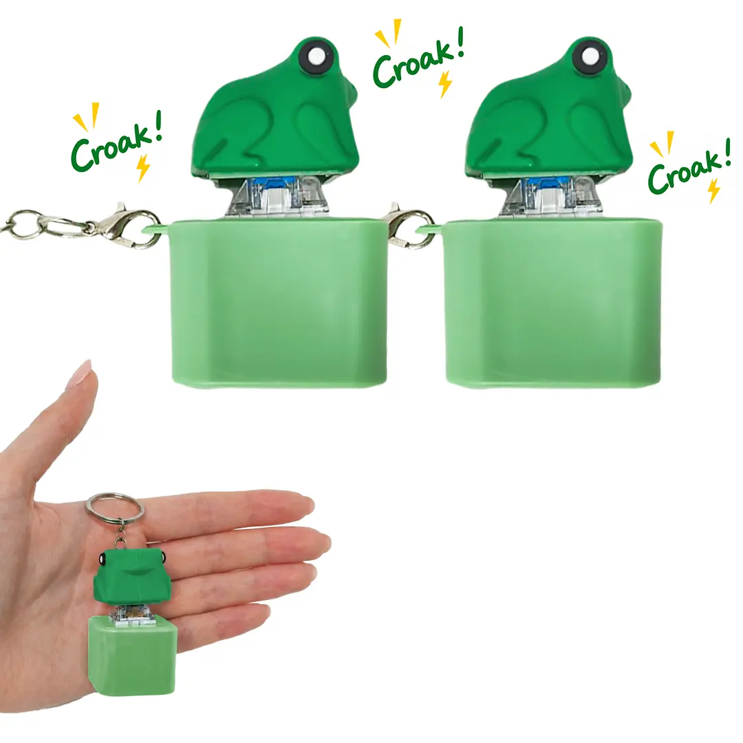 Croaking Frog Keychain, Replaceable Battery Croaking Frog Keychain,April Fool's Day gift, Fun Fidget Toy Keychain with Colored Lights and Sounds