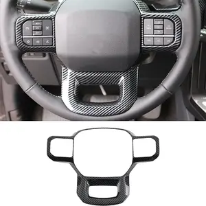 For F-150 ABS  Carbon Fiber Steering Wheel Cover Trim for 2021-2023 Ford F150 Steering Wheel Cover Trim Decorative Patches (Carbon Fiber)