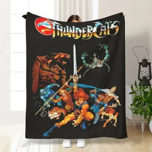 ThunderCats Vintage Sword of Omens Print Hypoallergenic Flannel Blanket - Machine Washable, Stain Resistant, All-Season Multipurpose Knitted Throw for Home, Office, Travel - Digital Printed Polyester Bedding