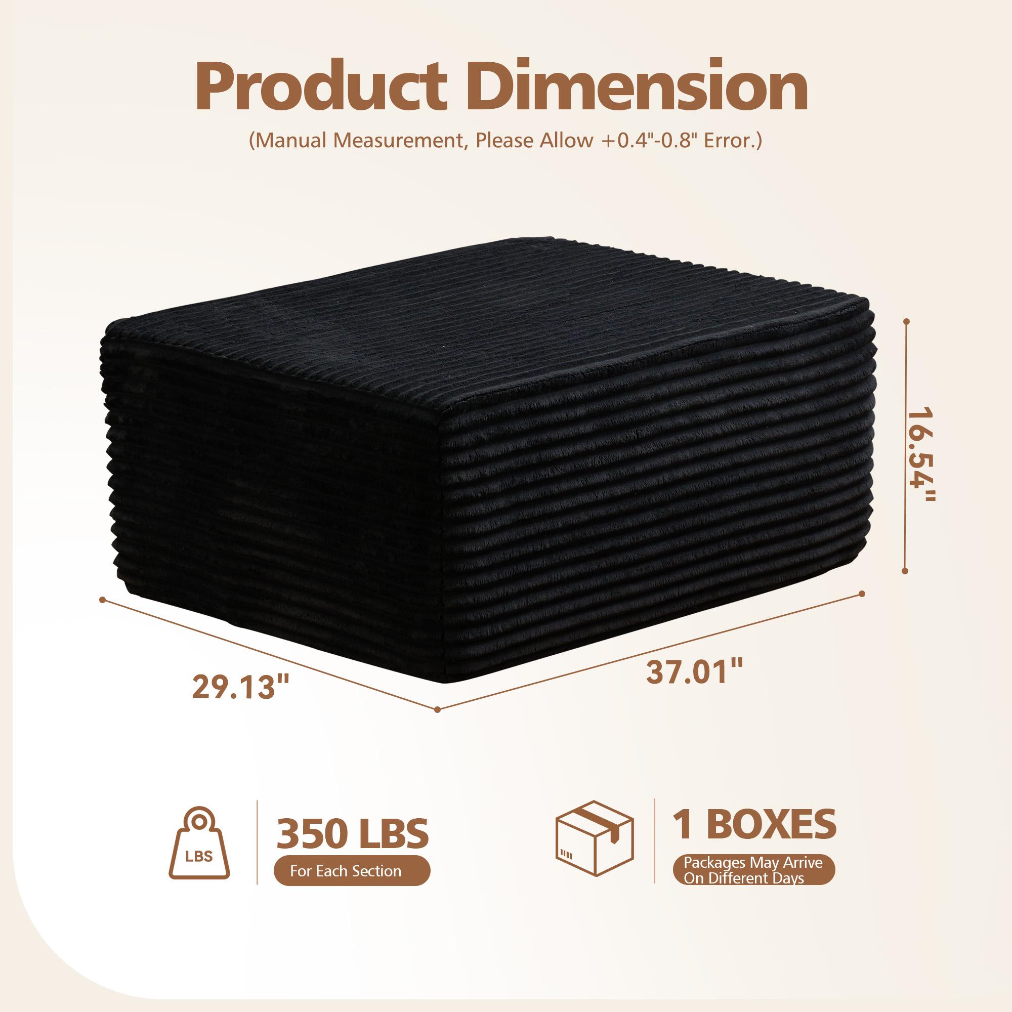 CAODOC Square Ottoman 29 x 37 x 16 Inches Poof Home Decor Floor Pouffe Ottoman Foot Rest for Couch Sofa Bean Bag Chairs Living Room Bedroom