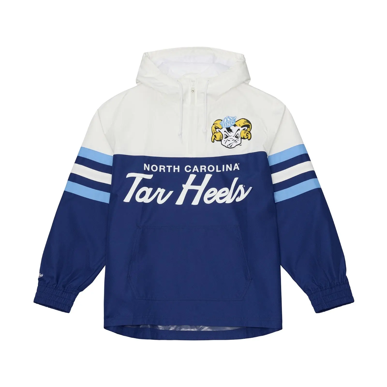 North Carolina Tar Heels Navy Head Coach Lightweight Anorak Quarter-Zip Windbreaker NCAA Throwback Outerwear Vintage Fan Gear Mitchell & Ness
