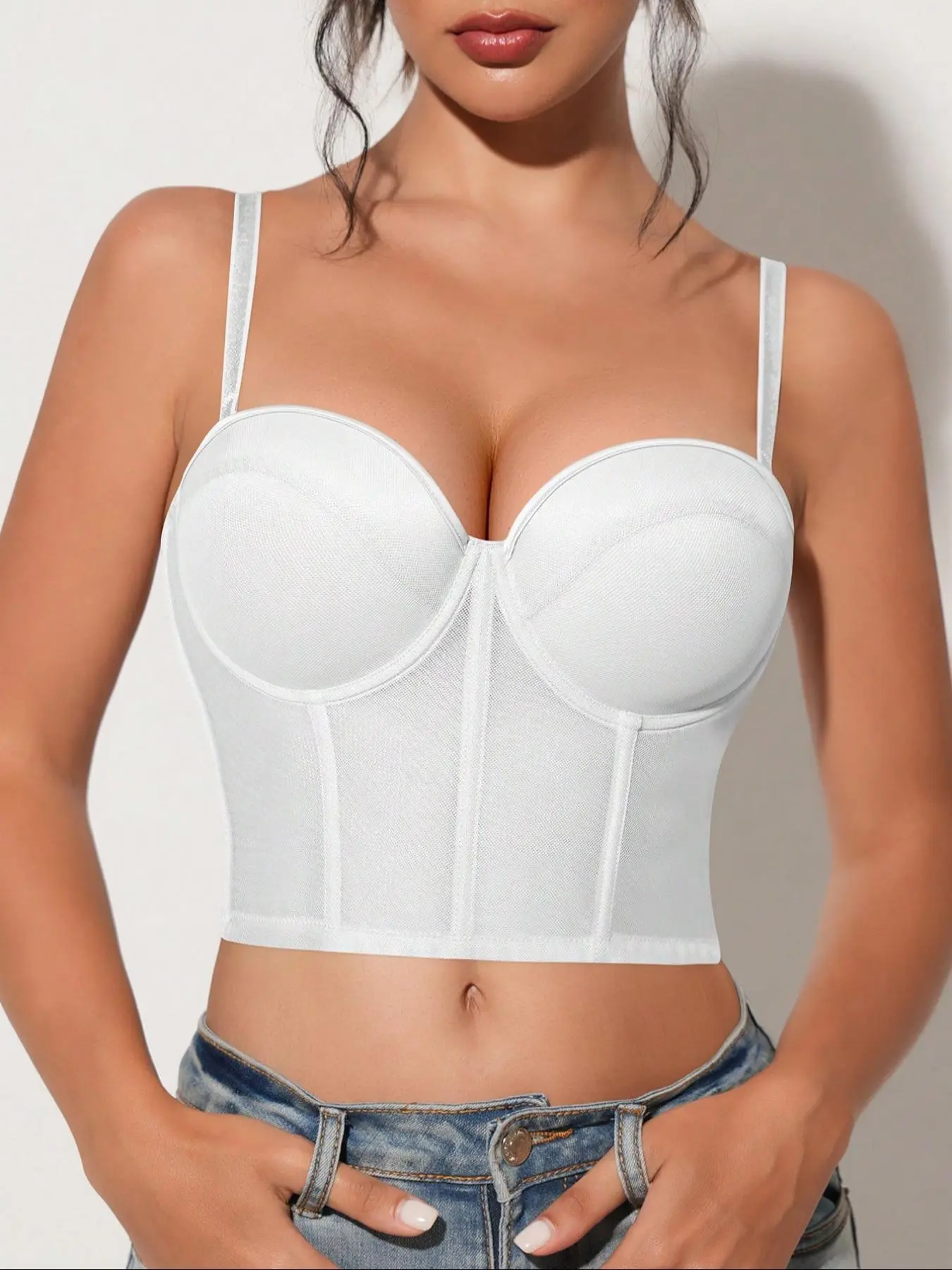 Women's Sexy Chic Elegant Breathable Shapewear Top Bra: Push-Up & Anti-Side Spillage Medium Support Everyday for Smaller Busts—Suitable for Daily Wear Underwear