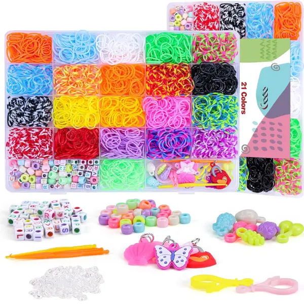 Halloween Fall Gift DIY Loom Bands Gift Making Kit for Ages 6+, 2000+ Pieces in 21 Colors, Kids' Beading & Jewelry Making Arts Crafts Set