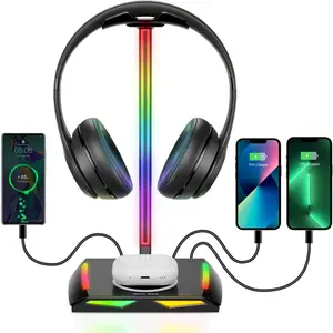 New Bee Headphone Stand with Wireless Charger Desk Headset Holder Hanger Rack for Earphone Black New Bee