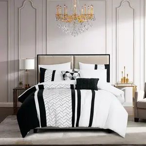 9-Piece Bed in a Bag with Sheet Set – Black White Comforter Set, Modern Geometric Bedroom Bedding – Queen, King, Cal King