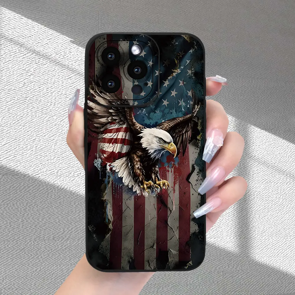 National Flag & Eagle Design Smartphone Casing, Premium Finish Cellphone Cover, Shockproof Phone Accessories with Full Lens Protection, Compatible with iPhone 11/12/13/14/15/16/17 & X Series